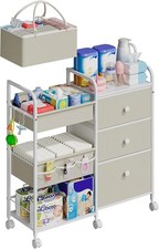 Cidaziya 2in1 Baby Diaper Caddy Rolling Cart 3 Tier