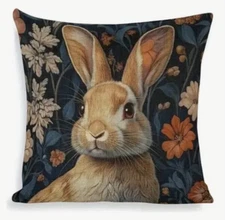 William Morris Abstract Floral Bunny Design Double Throw Pillow Cover Home Decor