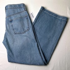 Old Navy Kids Baggy Wide Leg Jeans Light Wash 16 High Rise Distressed Raw Hem