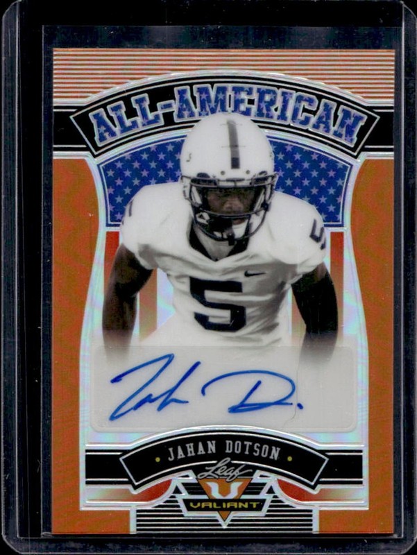 2022 Leaf Valiant Jahan Dotson All American Auto Orange RC #/25 Nittany Lions