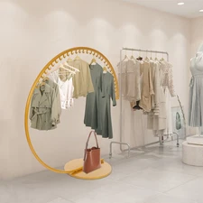 Gold Freestanding Clothing Rack, Clothes Display Rack, Modern Coat Rack