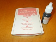 Stampin'Up old style felt covered GROOVY GUAVA stamp pad and ink refill