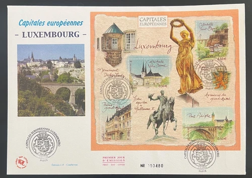 AtoZ. France European Capitals 2002 FDC S/S Luxembourg Palace Bridge