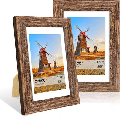 4x6 Picture Frame Set of 2, 4 x 6 Wood Photo Frames with Mat for 3.5x5, Natural