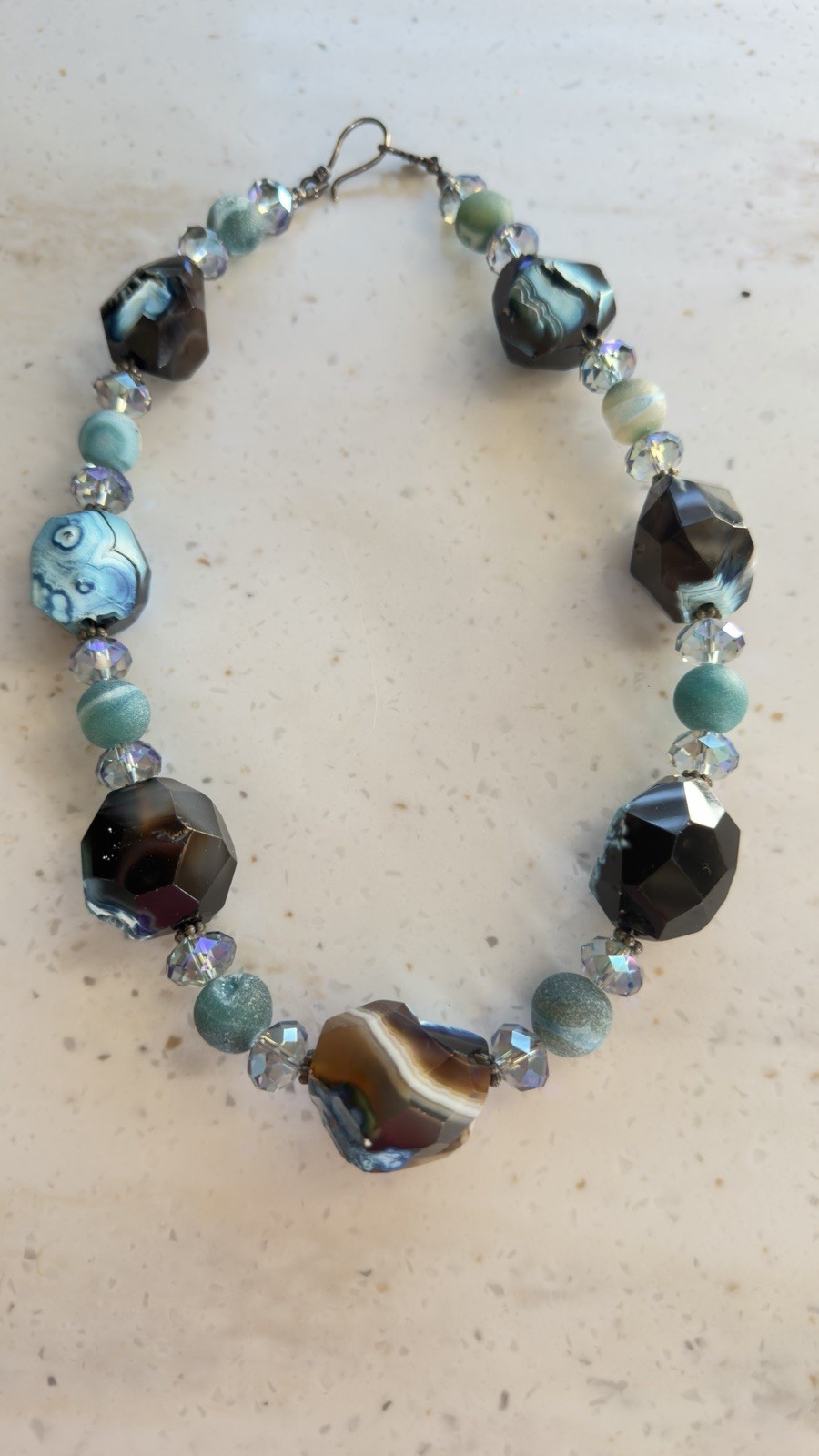 HANDMADE STATEMENT NATURAL AGATE GLASS FACETED BE… - image 7