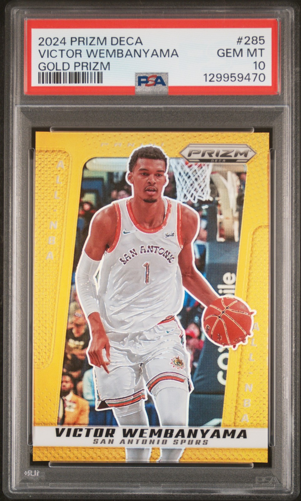 2024 PANINI PRIZM DECA GOLD PRIZM #285 VICTOR WEMBANYAMA 3/10 PSA 10