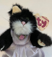 TY Attic Collection Purrcy Tuxedo Cat Plush Lavender Jumpsuit 9  Vintage Display