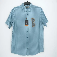Cremieux Performance Short-Sleeve Shirt LT TALL Blue Green Check Stretch NWT