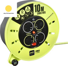 Pro-Xt Four Socket Medium Cassette Cable Reel Extension Lead with Winding Handl