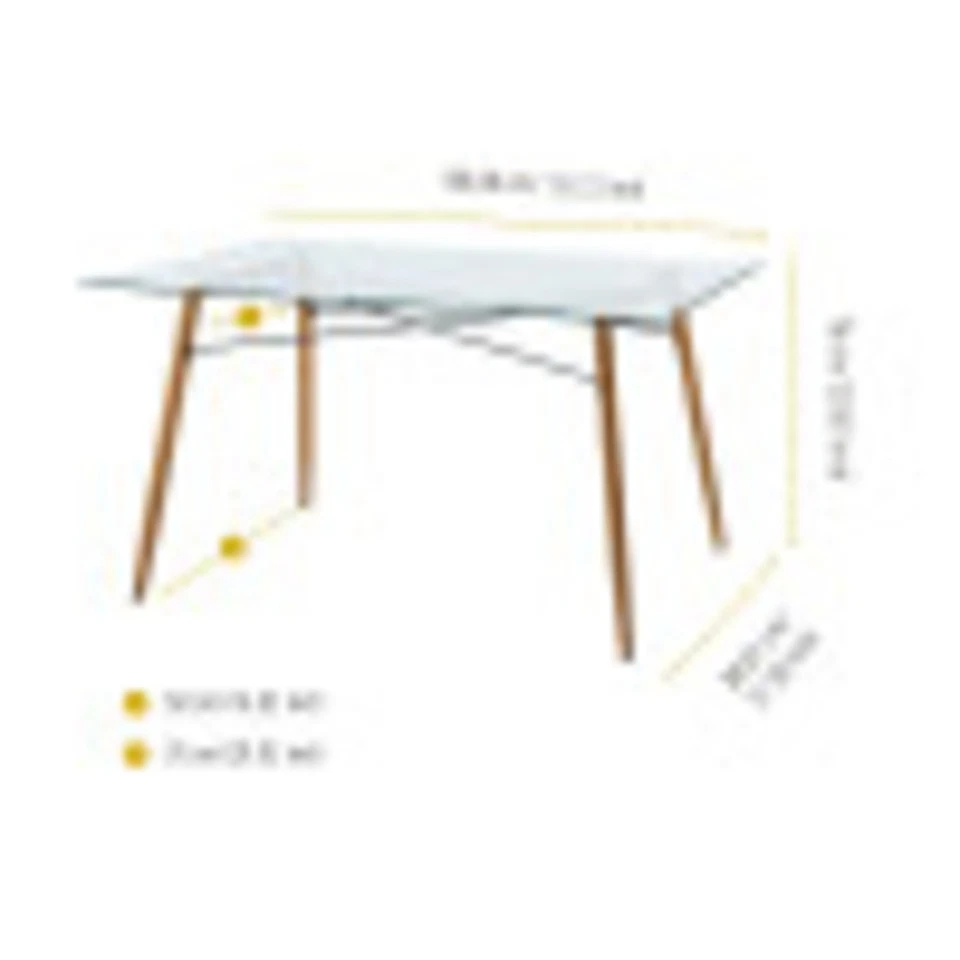 Teamson Home Minimalist Glass Top Wood Grain Legs Dining Table For Kitchen - Image 3 of 4
