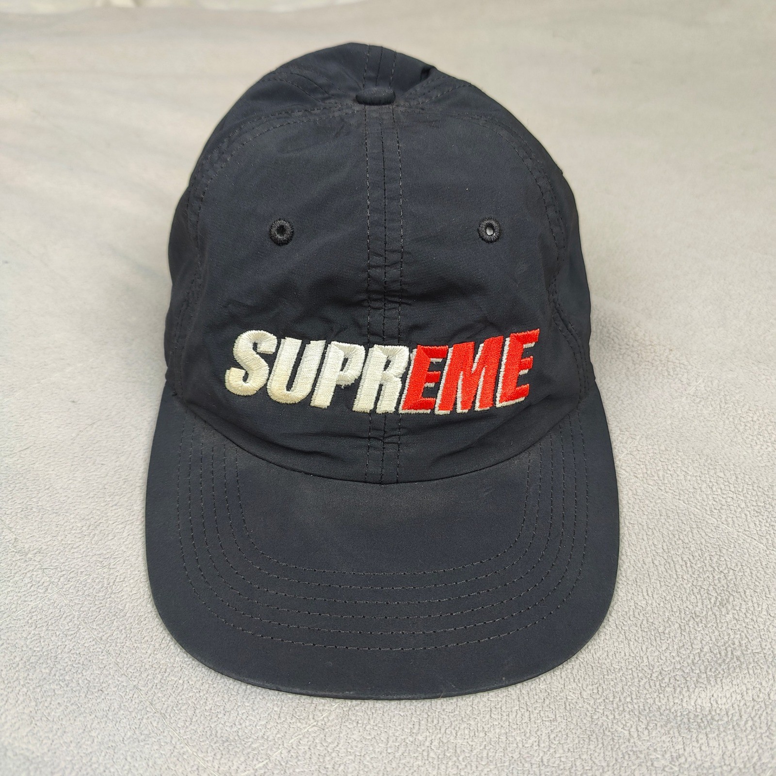 Supreme Hat Cap 2-Tone Nylon 6-Panel Black Nylon Adjustable Logo