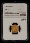 1865-S G$2.50 Liberty Head Gold Quarter Eagle - Low Mintage  - NGC VF 35 - G5439