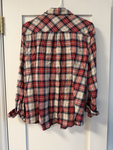 J.CREW Women's Red/Navy Flannel Plaid Long Sleeve Size L - Picture 2 of 8
