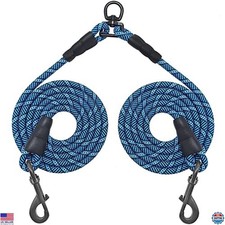 5 FT No-Tangle Double Dog Leash Coupler - Durable 2-Dog Walking Rope for Large