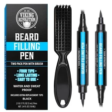 Viking Revolution Beard Pen (2 Pack) - Black Beard Pencil Filler for Men Lapiz P