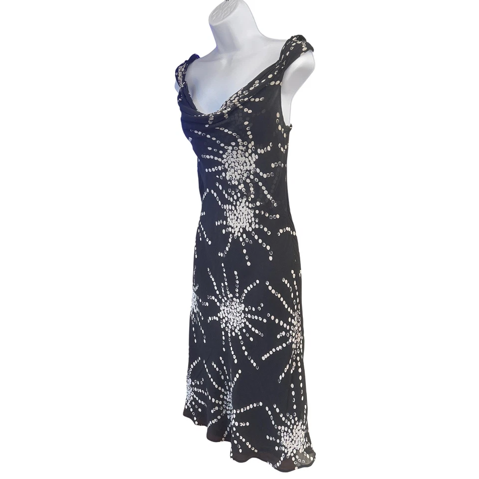 Vestido sin Mangas Y2K The Limited Seda Negro Cóctel Celestial Cuello Capucha Vacaciones Talla 4 Foto 2 de 4