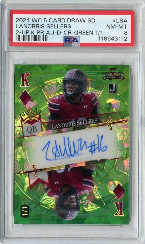 2024 Wild Card Lanorris Sellers Green Crystal Rookie RC Auto #'D 1/1 #LSA PSA 8