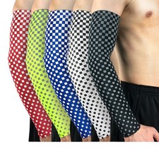 Plaid Arm Warmer Basketball Running Sports Uv Sun Protection Protective Gear