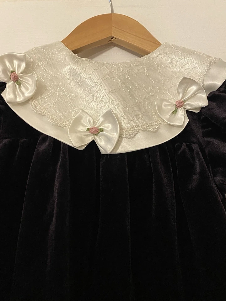 Vintage Bonnie Jean dark purple velvet dress size 5 - Image 2 of 4