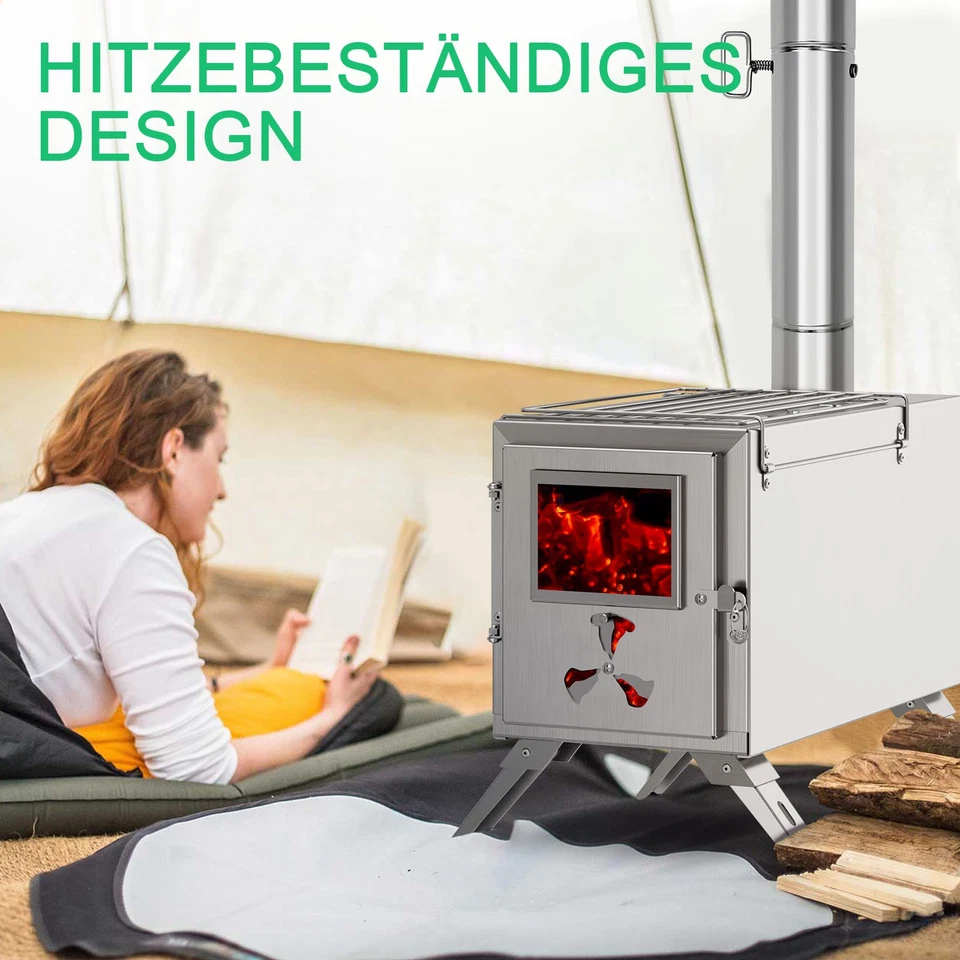 MOPHOTO Zeltofen Tragbarer Campingofen Holzofen Zeltheizung 40,5 x 31 x 210 cm - Bild 4 von 4