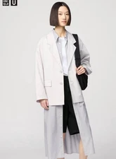 Uniqlo U Cotton-blend Jacket Light Gray Women's Size L