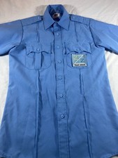 First Class Short Sleeve Light Blue Polyester Uniform Shirt, Men's Medium
