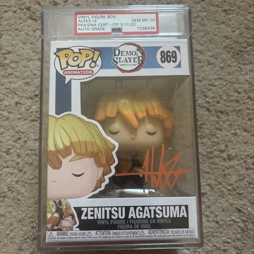Funko Pop! Gem Mt 10 Zenitsu Agatsuma #869 Demon Slayer Signed Aleks Le PSA 10