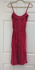Universal Thread Red Floral Spaghetti Strap Ruffle Button Down Long Dress LRG
