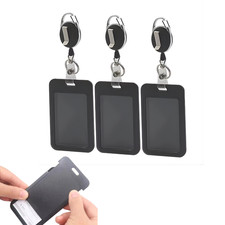 4 Pack Retractable Keychain with ID Card Holder, Heavy Duty Carabiner Badge Hold