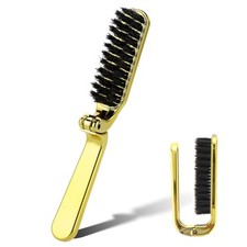 Foldable Boar Bristle Hair Brush, Small Folding Hairbrush Collapsable Mini Tr...