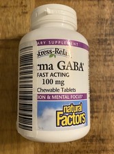 Natural Factors Stress-Relax Pharma GABA 100 mg 60 Chewable Tablets Feb 2027