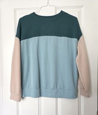 Dokotoo Color Block Ribbed Long Sleeve Crewneck Pullover, Size S