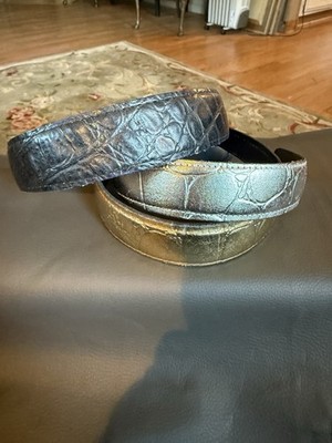 1 1/4 Inch Leather Style Headbands Silver Gold And Black