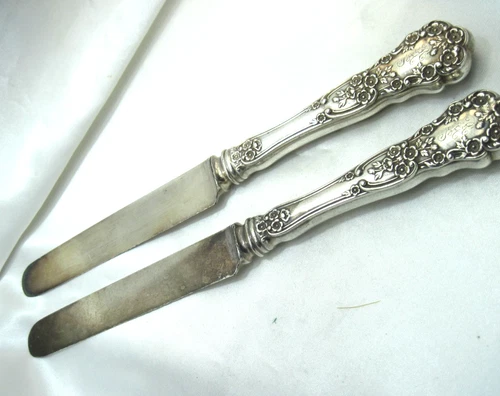 Gorham Buttercup Sterling Hollow Handle 8.5" Luncheon Blunt Knives With Mono.