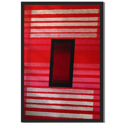 Modern Abstract Framed Wall Art Red Pink Striped Geometric Background Decor