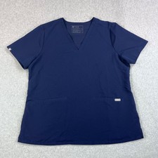 FIGS Technical Collection Casma Scrub Top Women XL Navy 2 Pocket
