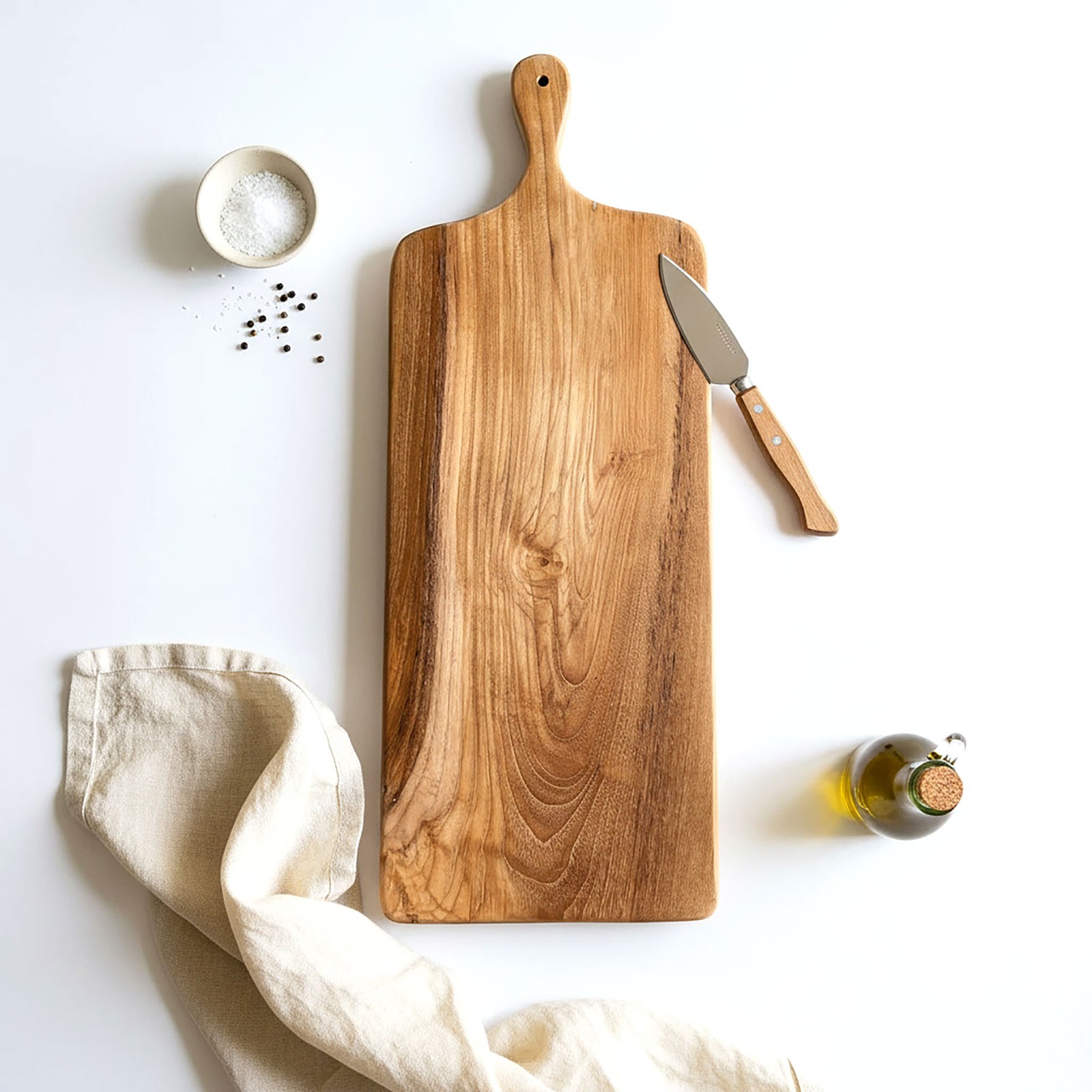Large Natural Teak Chopping Board - Length 61cm