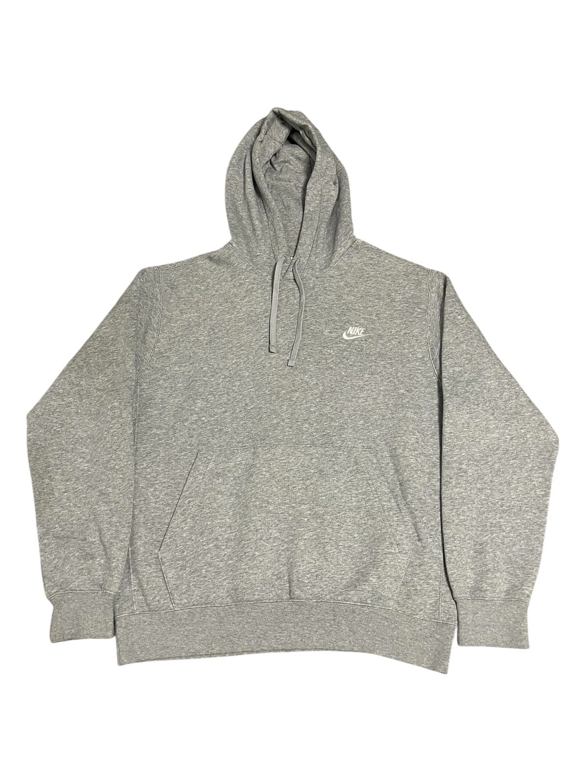Nike Club Hoodie Mens Size Small Embroidered Pullover Grey Fleece