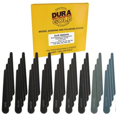 40 Pack Model Sanding and Polishing Sticks 5'' Long Tear Drop Shape Grit Variety