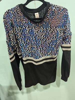 Balera Dancewear Sequins Long Sleeve Drop Shoulder top Women's Small