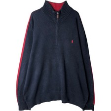 Used Ralph Lauren POLO by Ralph Lauren cotton knit half-zip sweater with one...