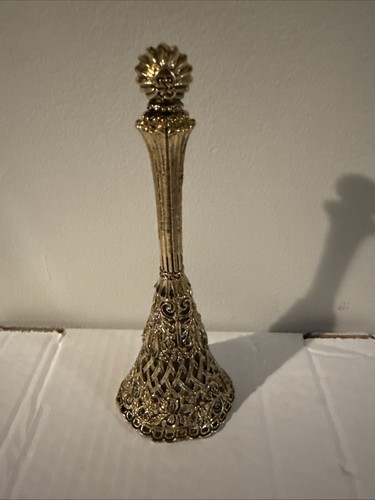 Vintage Brass Tussie Mussie Posy Holder – Ornate Filigree Victorian Revival W1