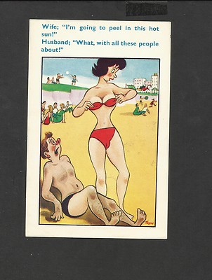 Comic-Postkarte am Meer Ich werde in dieser heißen Sonne schälen unbesendet