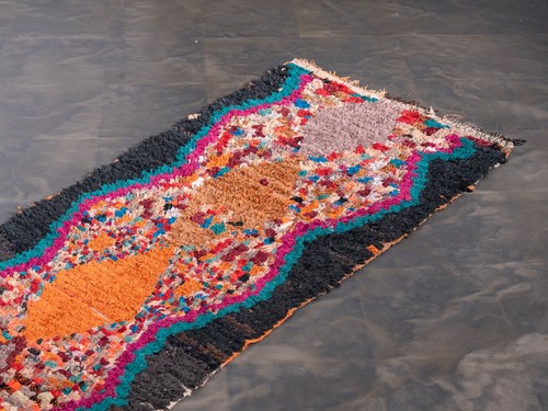 2x7 Moroccan Handmade Vintage Boucherouite Cotton Area Rug Berber Rag Rug - Picture 3 of 10
