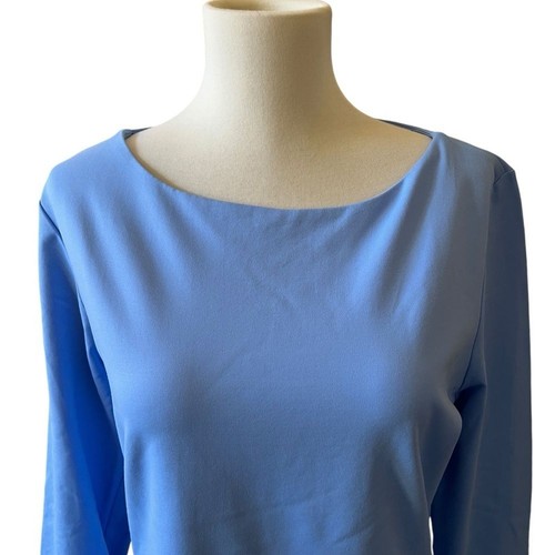 JUDY P SABRINA TOP CUELLO BARCO MANGAS 3/4 ELÁSTICO INFORMAL OFICINA CLÁSICO LT AZUL M - Imagen 2 de 12