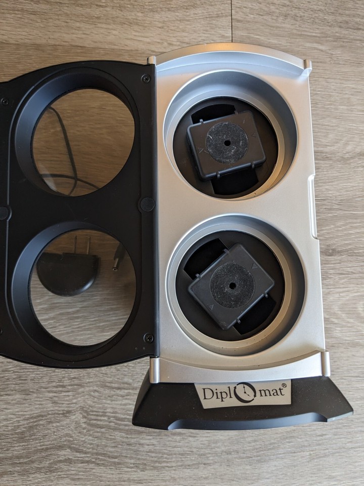 Diplomat Automatic Double Dual Watch Winder Tower Black & Silver eBay