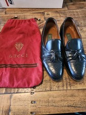 Vintage Gucci Made In Italy Black Leather Mens Loafers EU 40 US 7 [h]