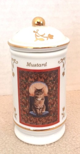 Lenox Cats Of Distinction Spice Jar MUSTARD with Original Box 1995 24K Gold