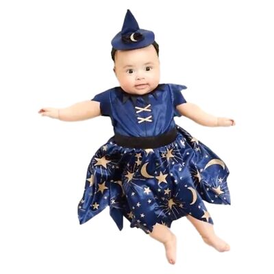 Hyde & EEK Infant Girls 2-PC Moonlight Witch Hat & Dress Halloween Costume 6-18M