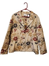 Alfred Dunner Floral Embroidered Button Long Sleeves Blazer Jacket sz 14